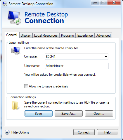 Hosted Voice server connection