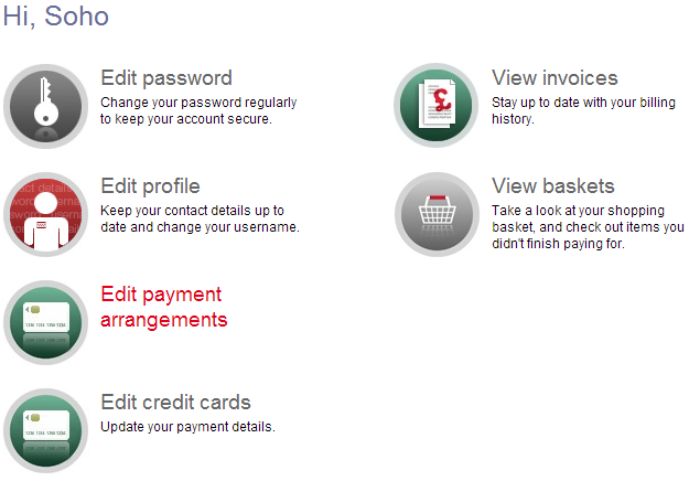 edit payment arrangements