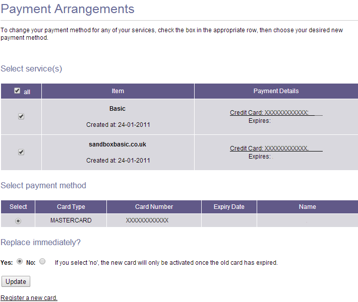 payment arrangements