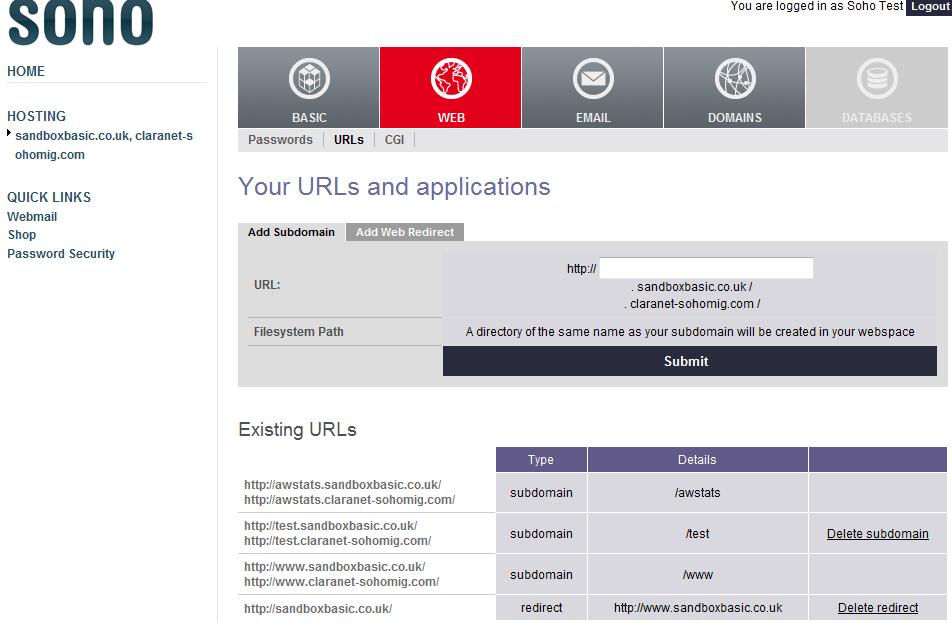 Add subdomains